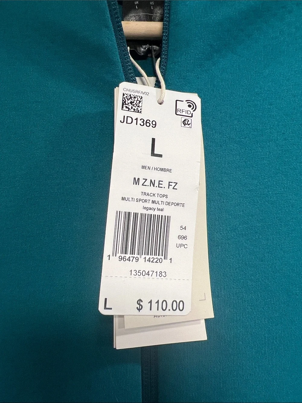 adidas Men's Teal Full-Zip Performance Hoodie Jacket and pants Large NWT